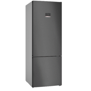 Bosch free-standing fridge-freezer with freezer at bottom Brushed black steel KGN56CX41I