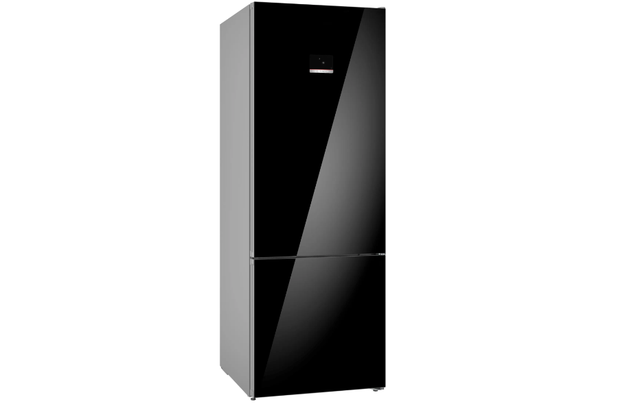 Bosch free-standing fridge-freezer with freezer at bottom, glass door Black KGN56LB42I