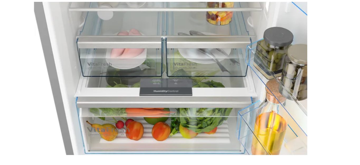 Bosch free-standing fridge-freezer with freezer at bottom Brushed black steel KGN56CX41I - Image 3