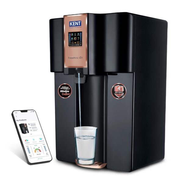 Kent Sapphire IoT of RO+UF+UV+Alkaline+Copper +TDS Control with advanced IoT Water Purifier